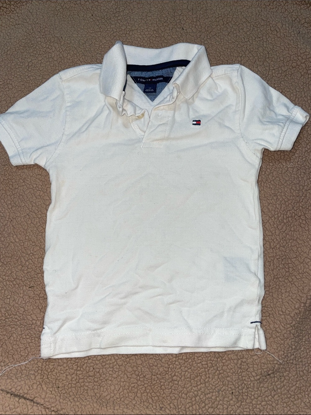 Tommy Hilfiger Cream/White Polo Shirt with Flag Logo